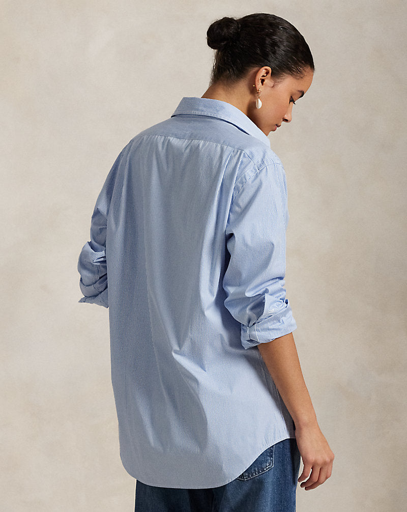 Classic Fit Striped Poplin Shirt Blue/White