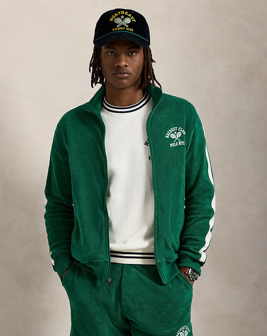 Embroidered Terry Track Jacket Tennis Green