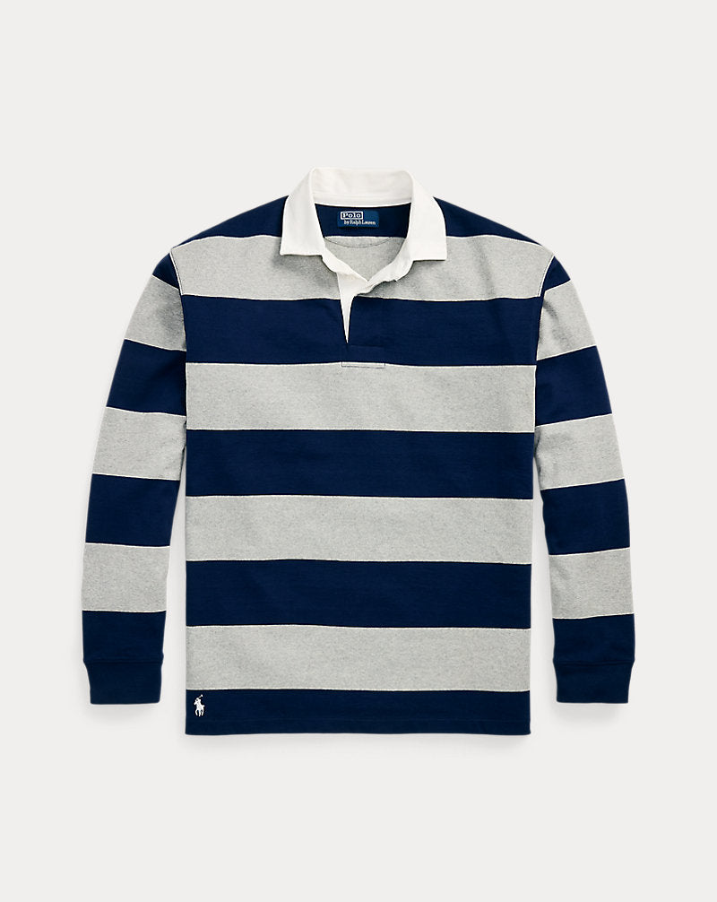 Big Fit Striped Jersey Rugby Shirt Newport Navy/Andover Heat