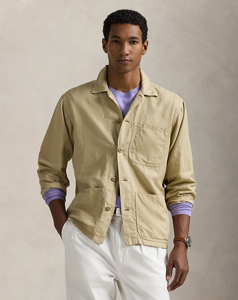 Linen-Cotton Overshirt Coastal Beige