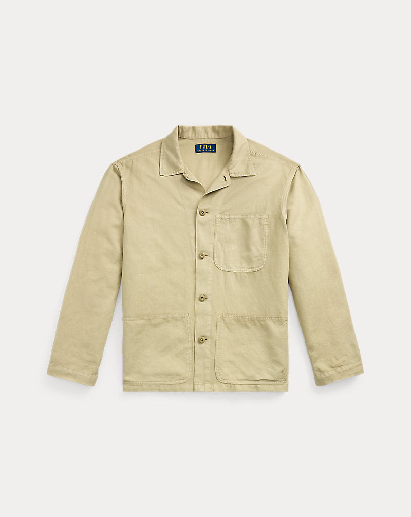 Linen-Cotton Overshirt Coastal Beige