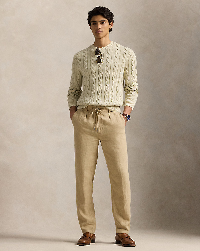 Cable-Knit Mineral-Dyed Cotton Jumper Natural