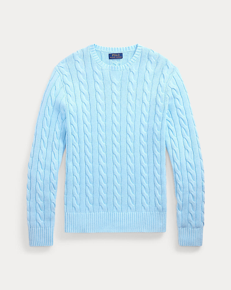 Cable-Knit Mineral-Dyed Cotton Jumper Sky