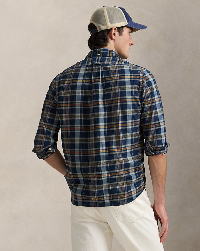 Classic Fit Indigo Madras Shirt Navy Pink Multi