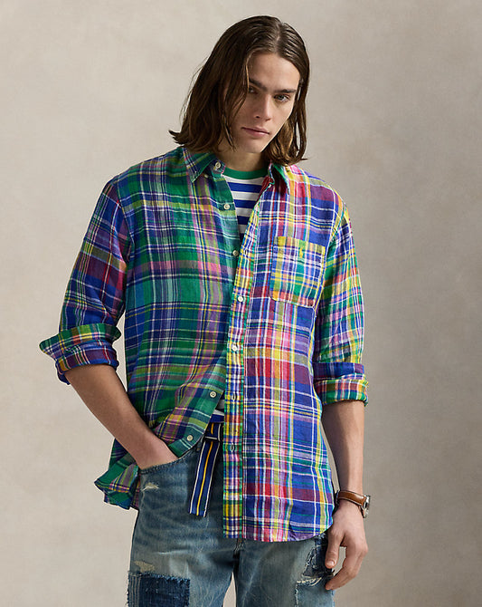 Classic Fit Plaid Linen Fun Shirt Funshirt