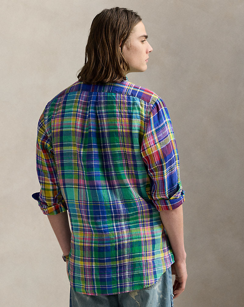 Classic Fit Plaid Linen Fun Shirt Funshirt