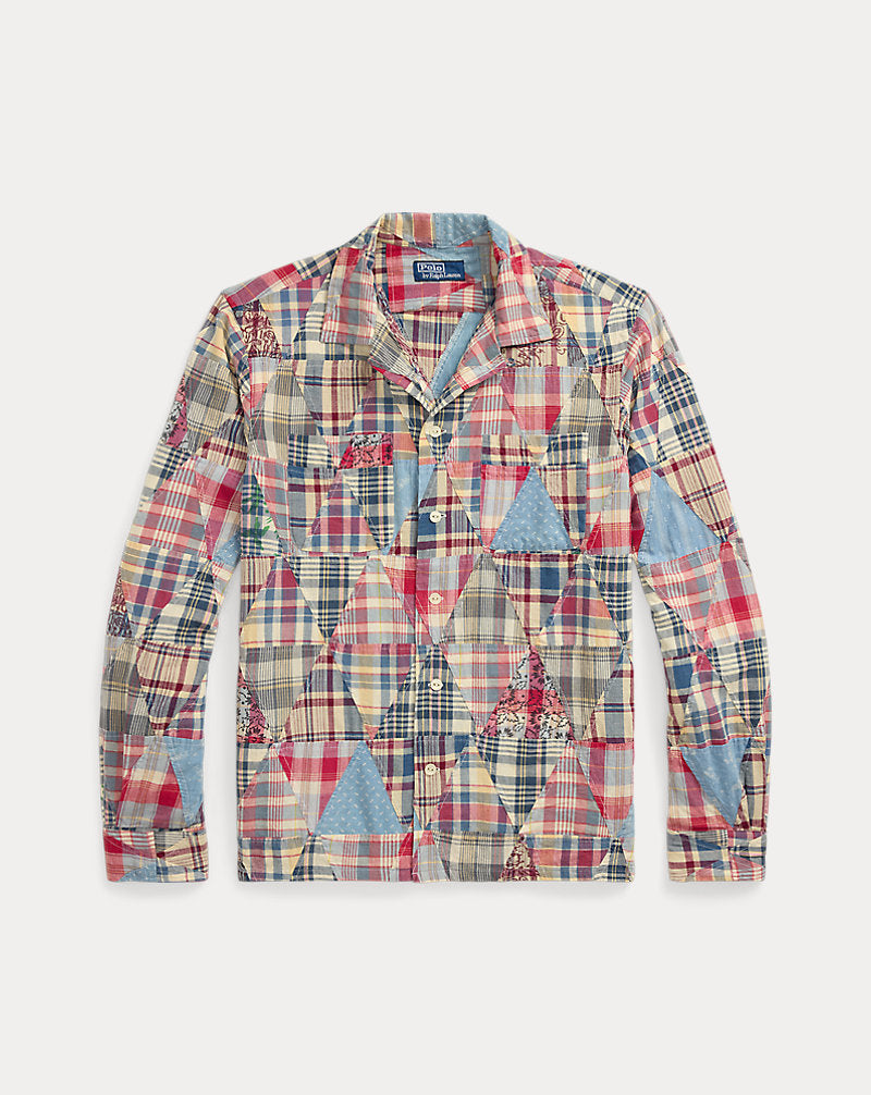 Classic Fit Patchwork Madras Camp Shirt Madras Patchwork