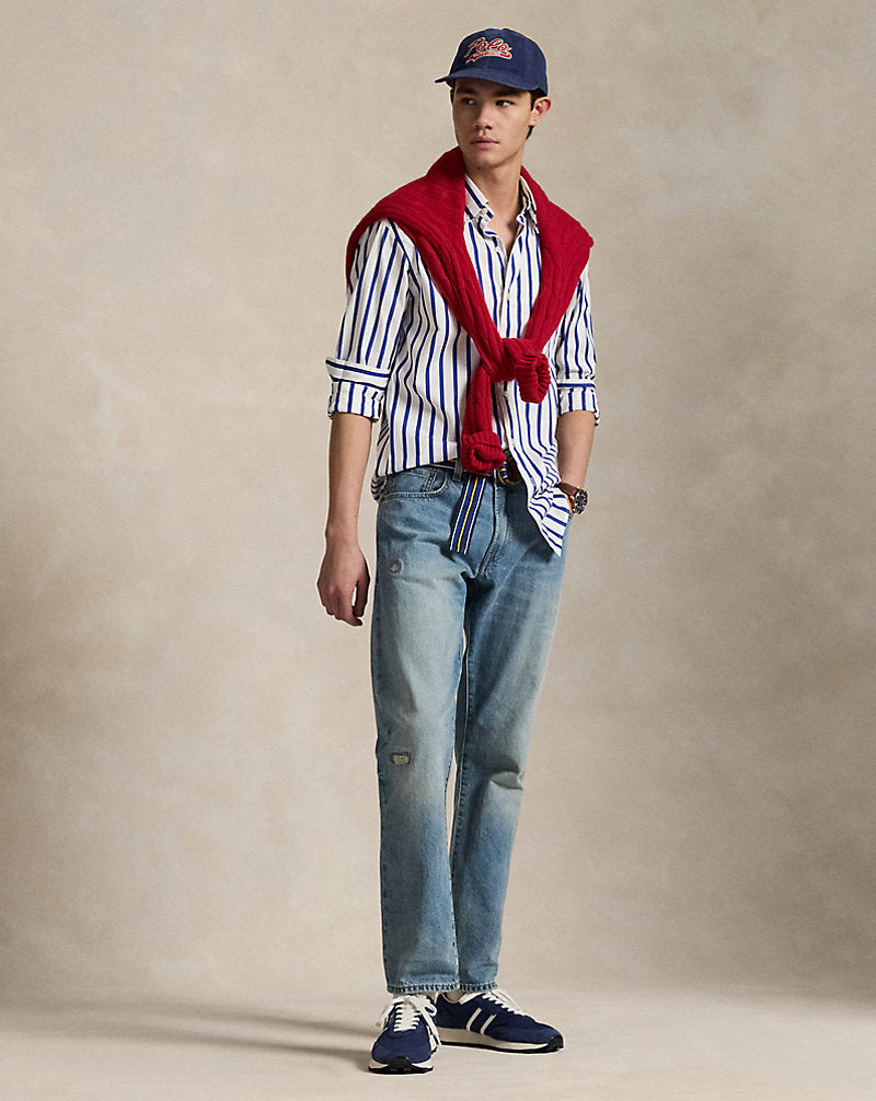 Classic Fit Striped Poplin Shirt White/Blue