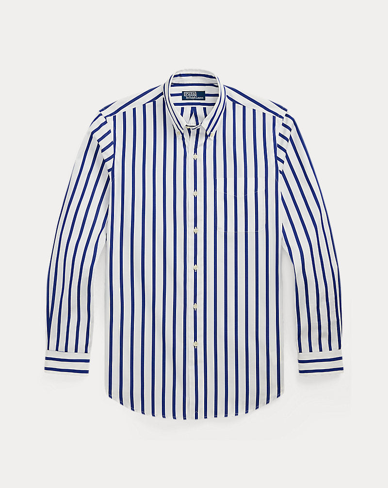 Classic Fit Striped Poplin Shirt White/Blue