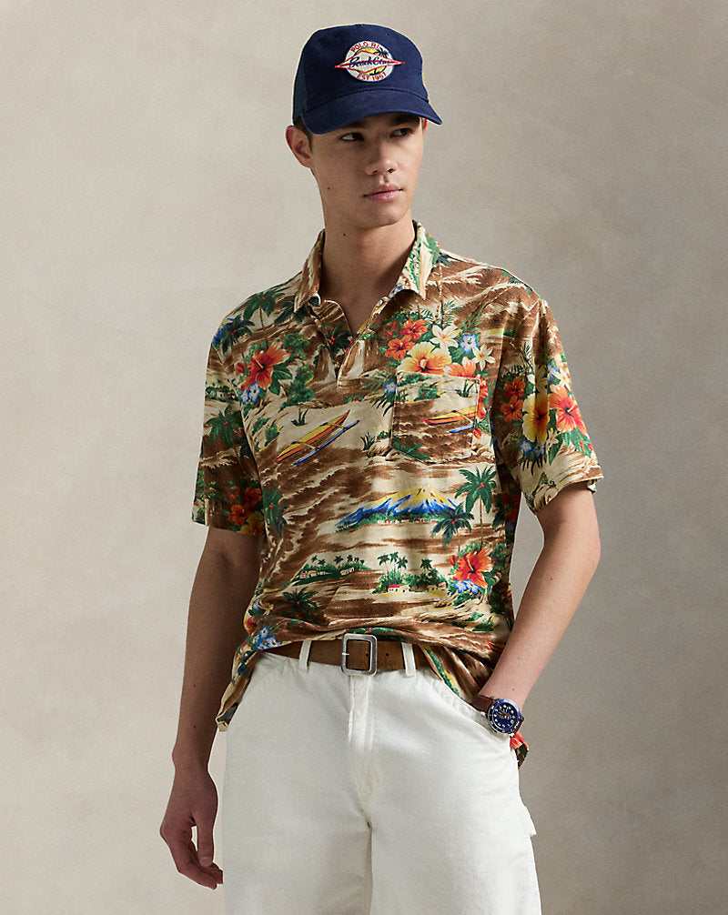 Classic Fit Tropical Linen-Cotton Polo Outrigger Scenenic