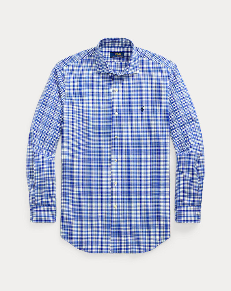 Classic Fit Plaid Stretch Poplin Shirt Blue Multi