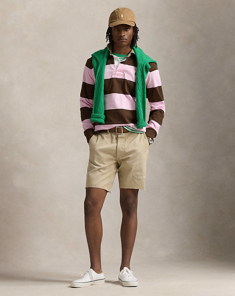 Classic Fit Khaki-Collar Rugby Shirt Carmel Pink/Chocolate Mou