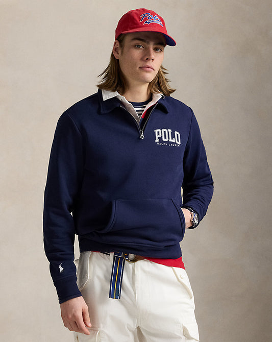 Logo Fleece Collared Sweatshirt Cruise Navy