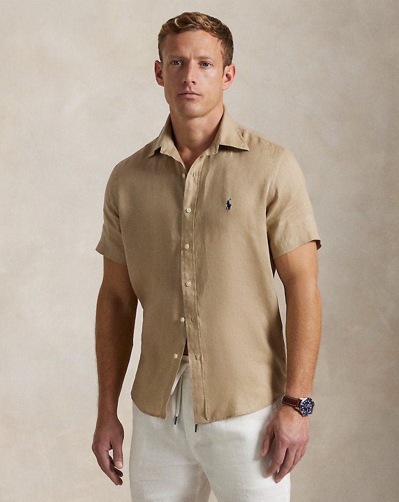 Custom Fit Linen Shirt Coastal Beige