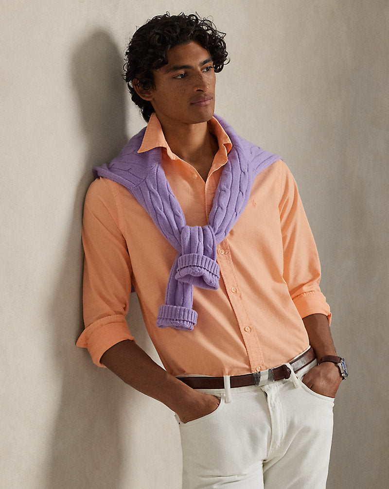 Custom Fit Mineral-Dyed Oxford Shirt Amber