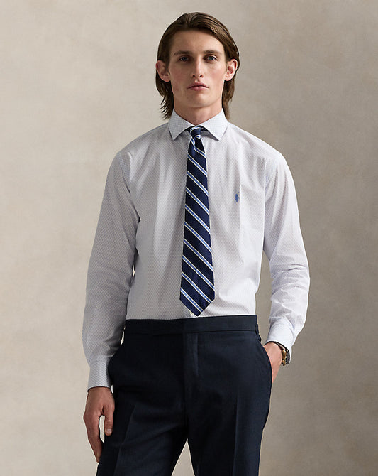 Custom Fit Print Stretch Poplin Shirt Diamond Dot Deco