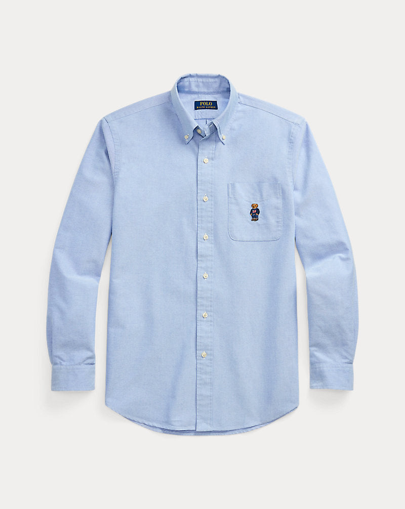 Custom Fit Polo Bear Oxford Shirt Bsr Blue