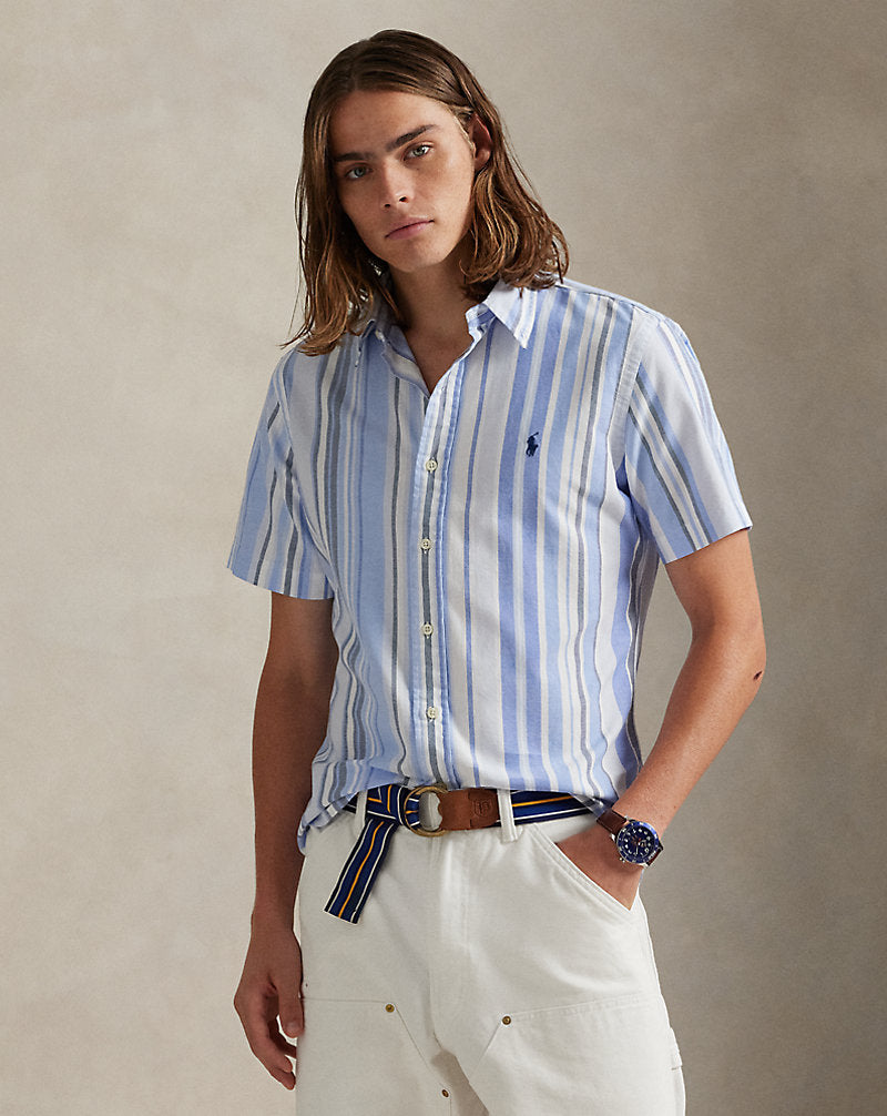 Custom Fit Striped Oxford Shirt Blue Multi