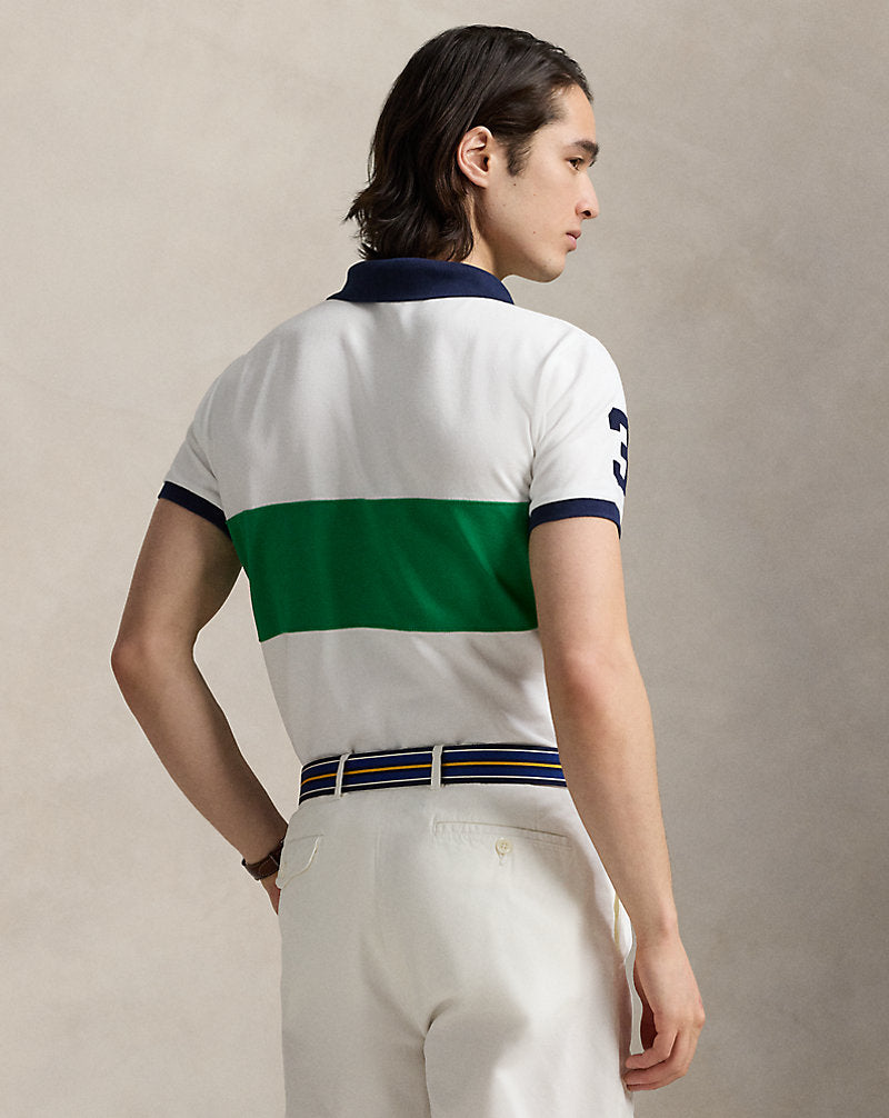 Custom Slim Fit Big Pony Mesh Polo Shirt Cruise Green Multi