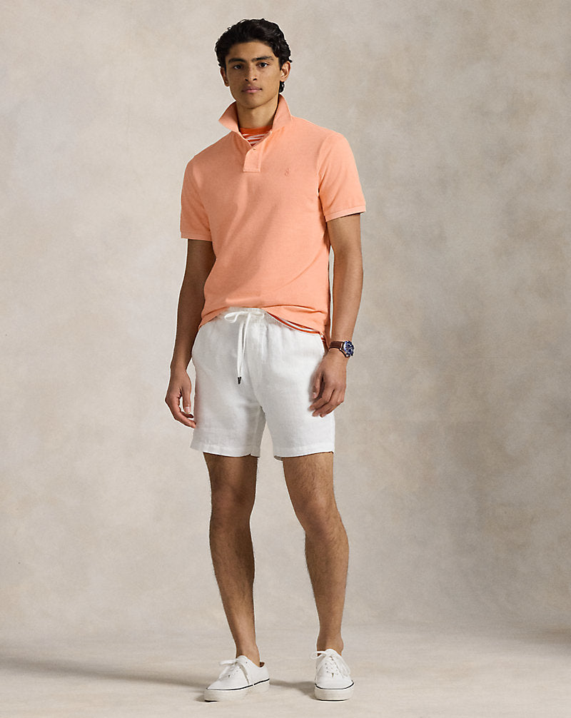 Custom Slim Mineral-Dyed Mesh Polo Shirt Amber