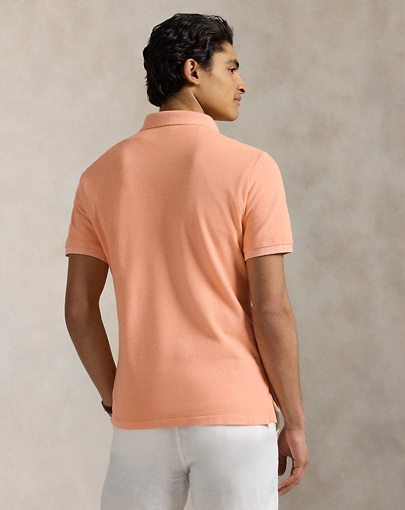 Custom Slim Mineral-Dyed Mesh Polo Shirt Amber