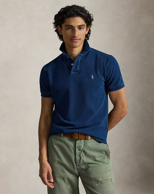 Classic Fit Indigo Mesh Polo Shirt Dark Indigo