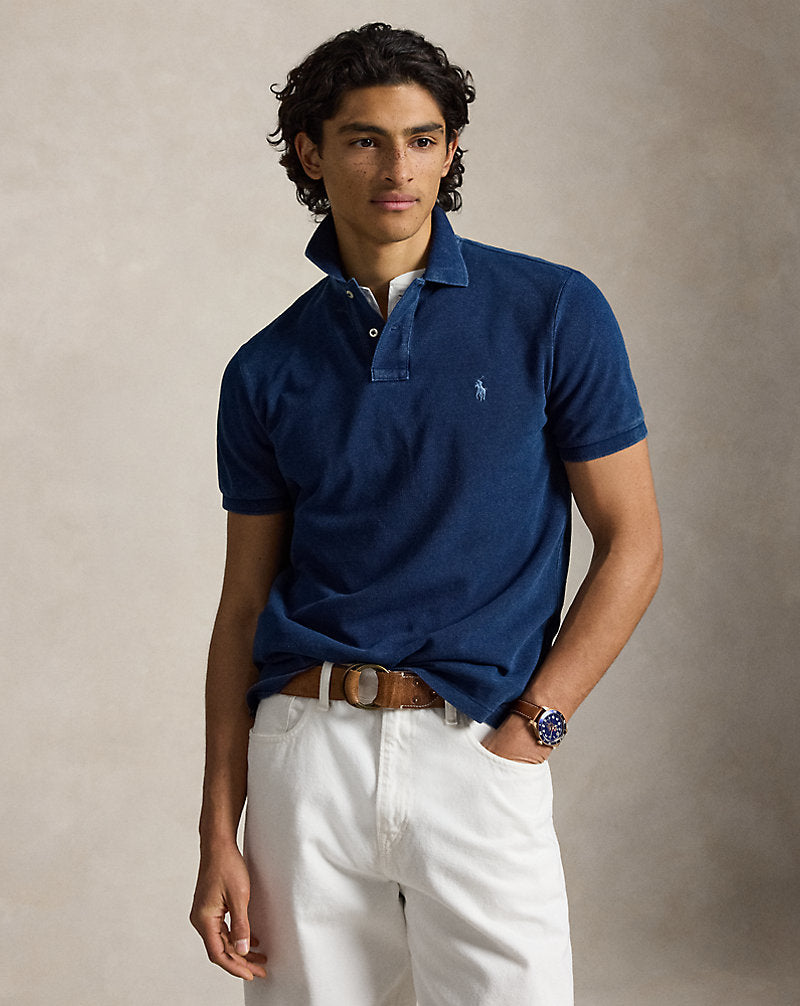 Custom Slim Fit Indigo Mesh Polo Shirt Dark Indigo/c7503