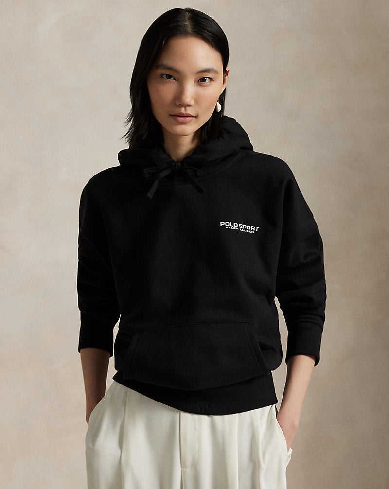 Relaxed Fit Polo Sport Fleece Hoodie Polo Black