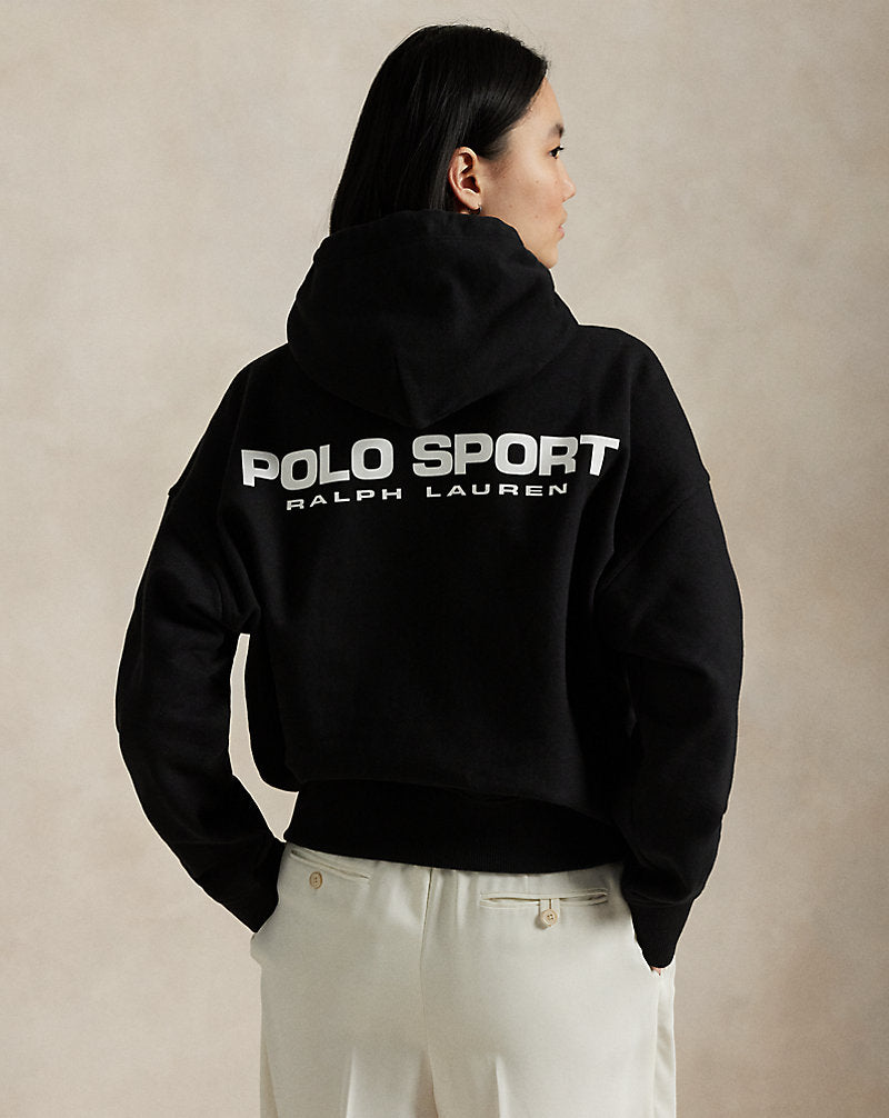 Relaxed Fit Polo Sport Fleece Hoodie Polo Black