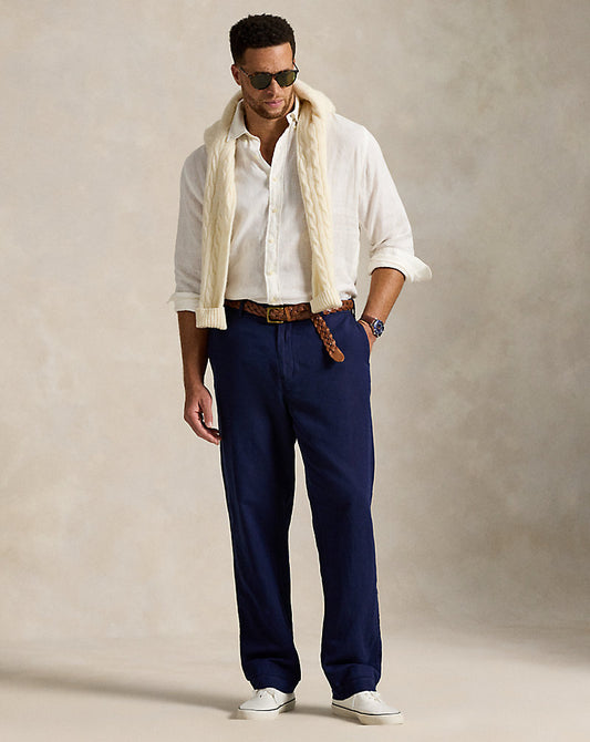 Classic Fit Linen-Cotton Trouser Newport Navy