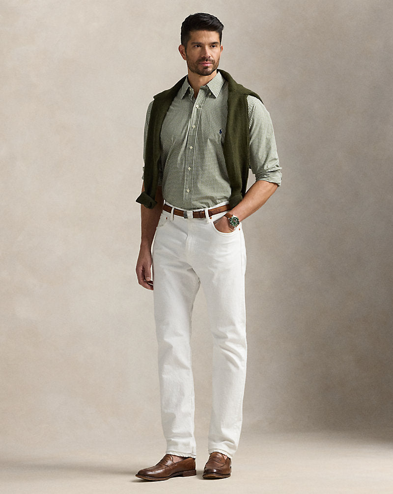 Gingham Stretch Poplin Shirt Garden Trail White