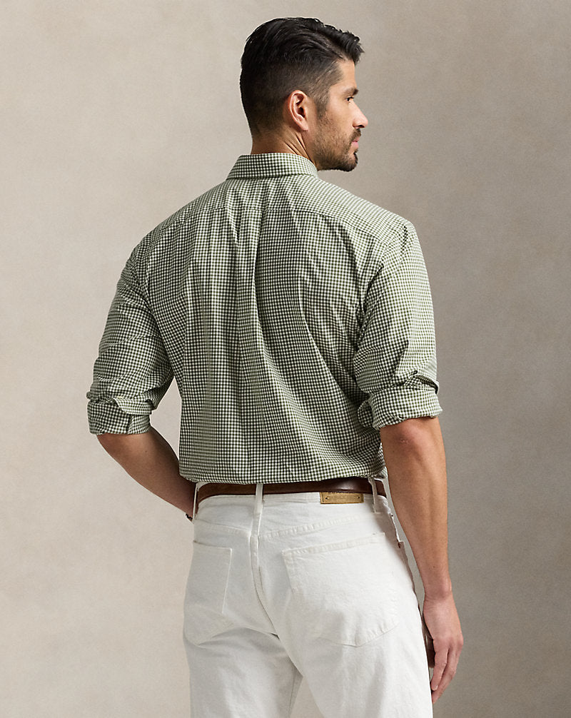 Gingham Stretch Poplin Shirt Garden Trail White