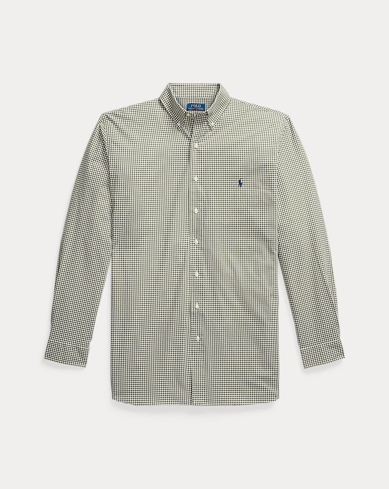 Gingham Stretch Poplin Shirt Garden Trail White