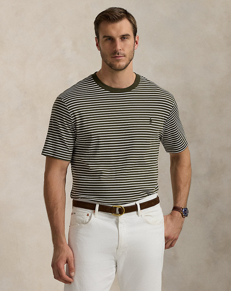 Striped Soft Cotton T-Shirt Armadillo/White