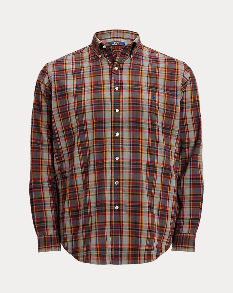 Plaid Performance Shirt Cream Navy Multi