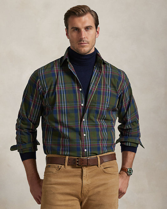 Plaid Performance Shirt Olive Navy Multi