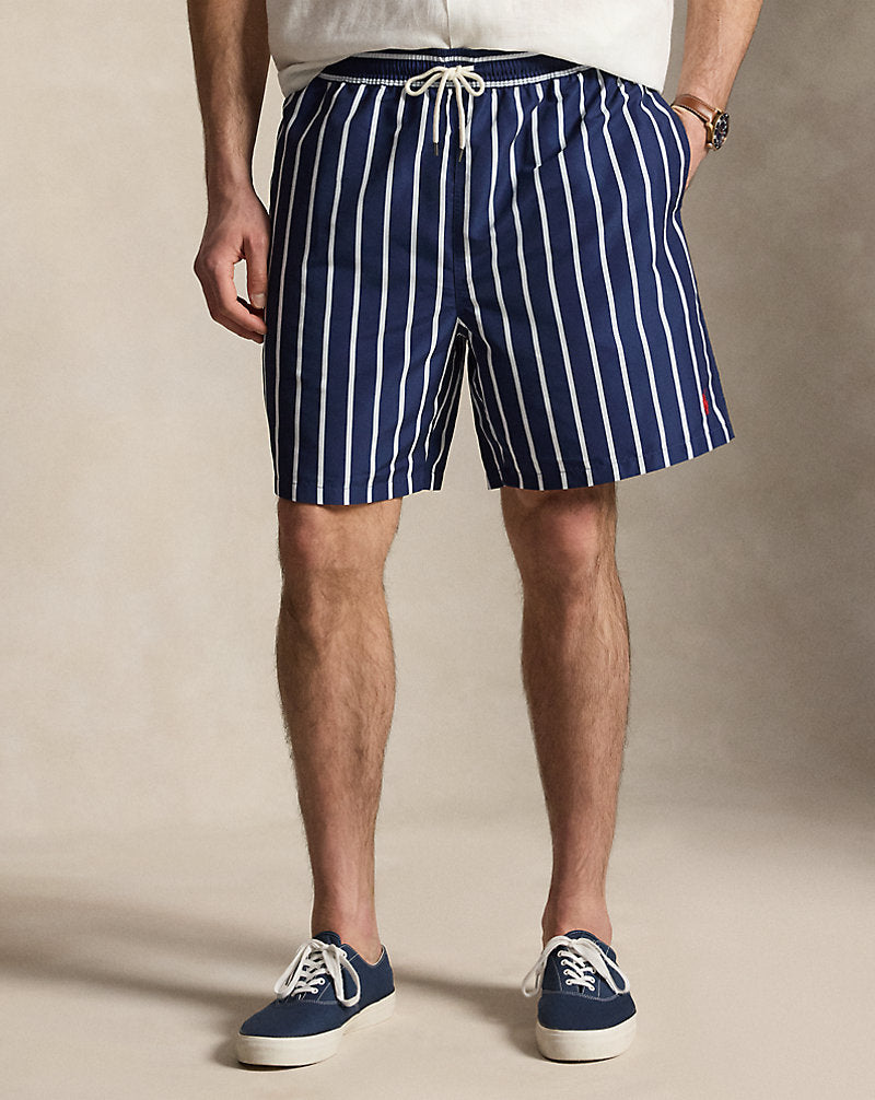 Traveller Classic Fit Swimming Trunks Navy Vertical Wide Stripe