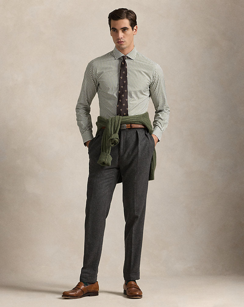 Custom Fit Tattersall Poplin Shirt White New Olive