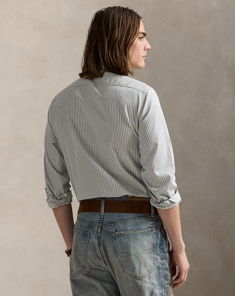 Classic Fit Striped Workshirt Cream Blue Multi