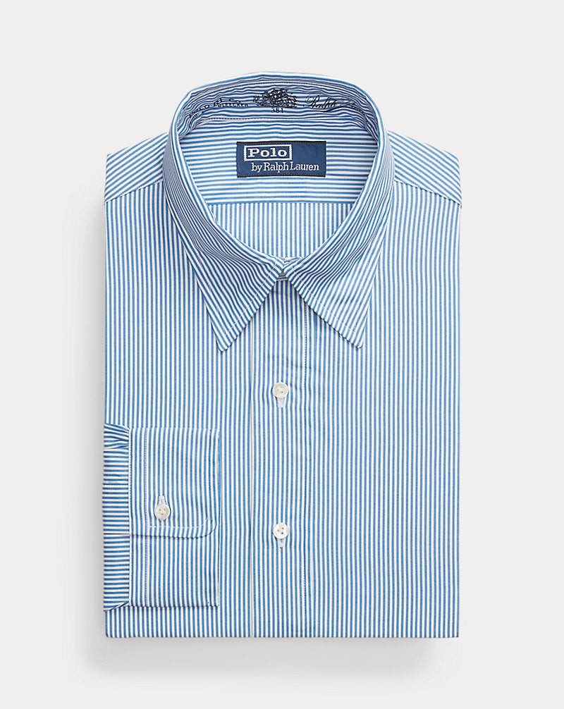 Classic Fit Striped Popover Shirt Blue White