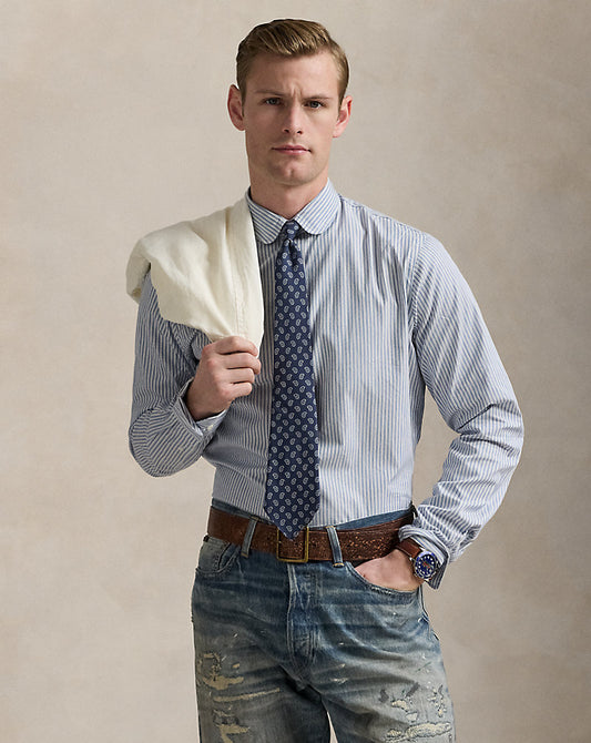 Classic Fit Striped Shirt Ivory Blue Multi