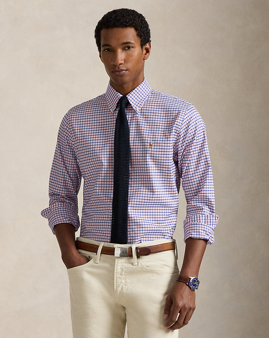 Custom Fit Checked Pinpoint Oxford Shirt Belaire Pink Blue Multi