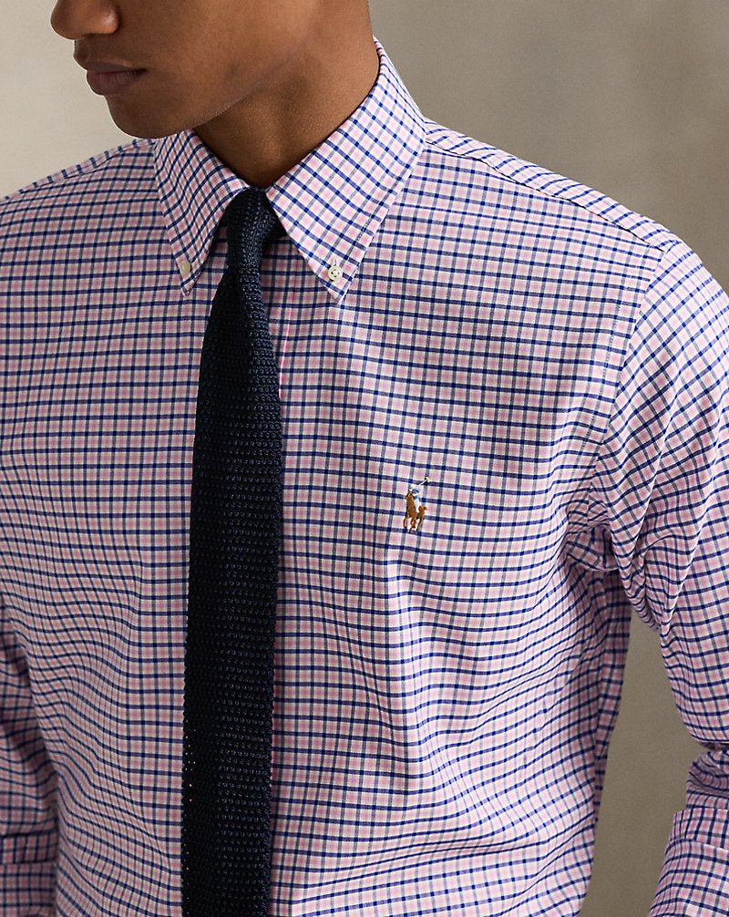 Custom Fit Checked Pinpoint Oxford Shirt Belaire Pink Blue Multi