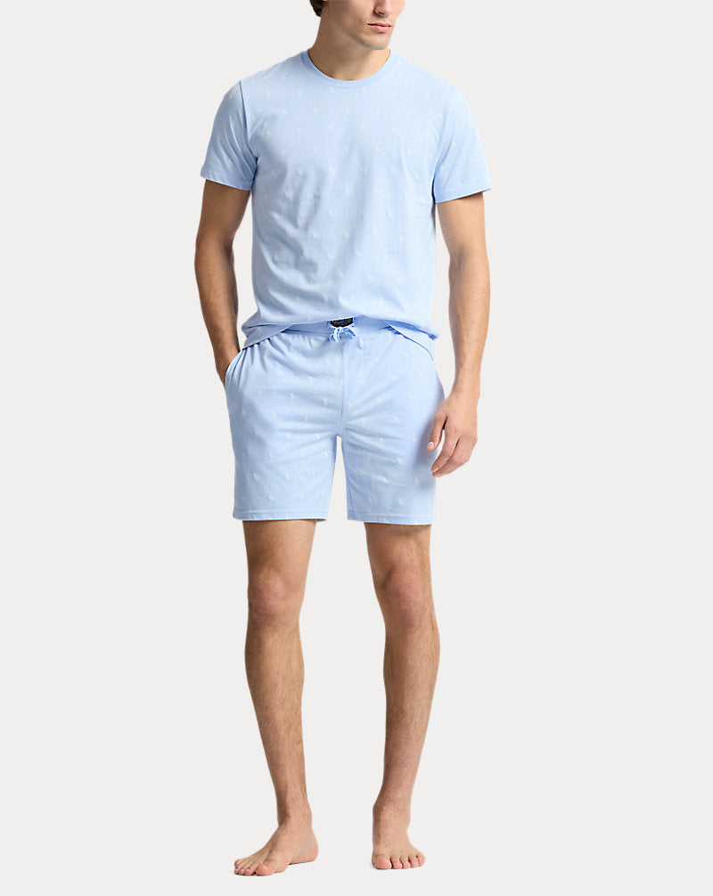 Allover Pony Cotton Jersey Sleep Shirt Office Blue
