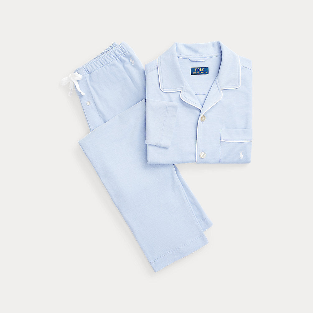 Cotton Mesh Pyjama Set Blue