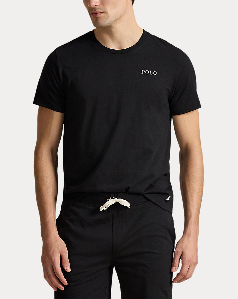 Cotton Jersey Sleep Shirt Polo Black Polo Tee