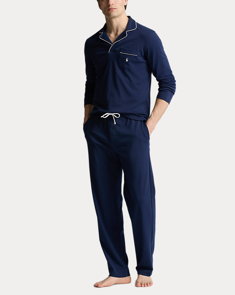 Cotton Interlock Pyjama Set Cruise Navy Polo Set
