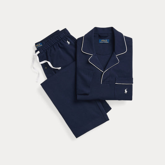 Cotton Interlock Pyjama Set Cruise Navy Polo Set