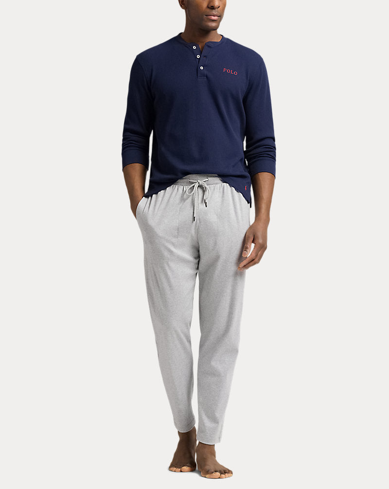 Waffle-Knit Henley Sleep Shirt Cruise Navy