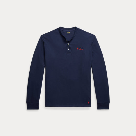 Waffle-Knit Henley Sleep Shirt Cruise Navy